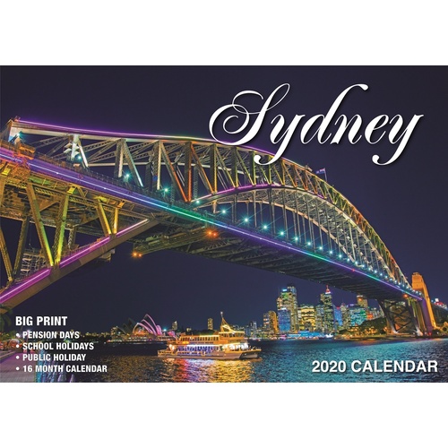 Sydney Australia - 2020 Rectangle Wall Calendar 16 Months by Bartel