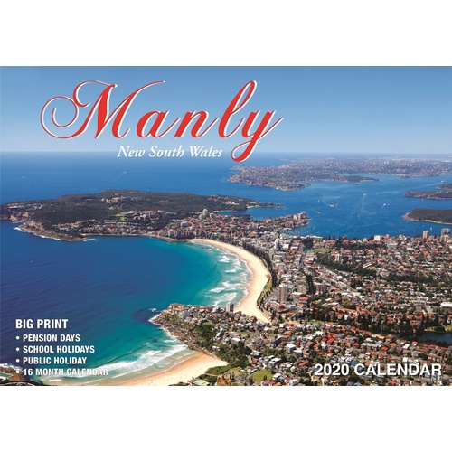 Manly Australia - 2020 Rectangle Wall Calendar 16 Months by Bartel
