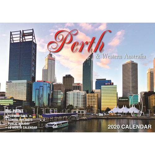 Perth & WA Australia - 2020 Rectangle Wall Calendar 16 Months by Bartel