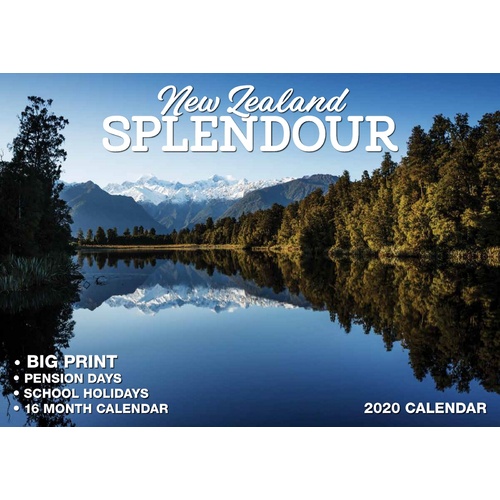 New Zealand Splendour - 2020 Rectangle Wall Calendar 16 Months by Bartel