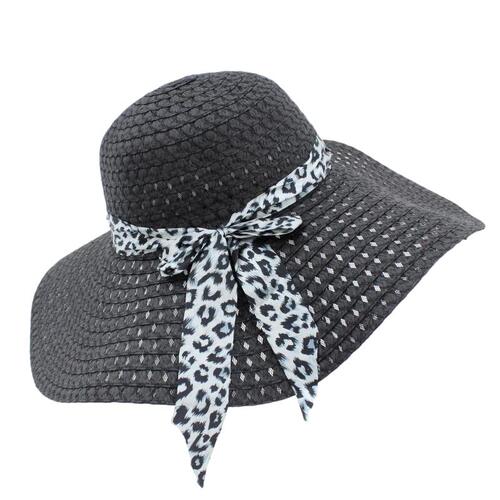 Women's Floppy Straw Hat Large Wide Brim Summer Beach Sun Visor Cap D [Colour: Black]