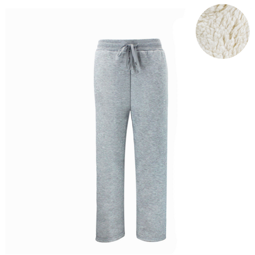 FIL Womens Sherpa Fleece Lined Track Pants Straight Leg Warm Sweatpants Trousers [Size: 10] [Colour: Light Grey]