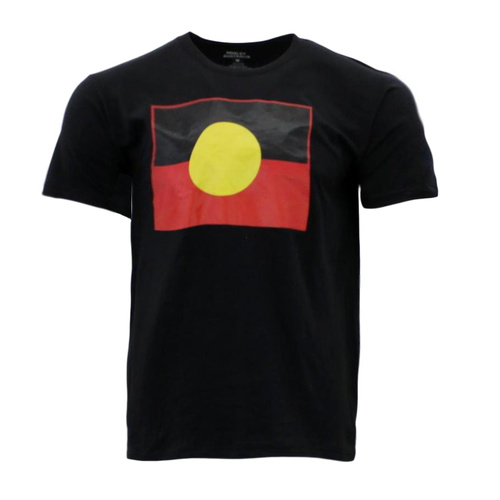 Adult T Shirt Australian Australia Day Souvenir Gift 100% Cotton Aboriginal Flag [Size: S] [Colour: Black]