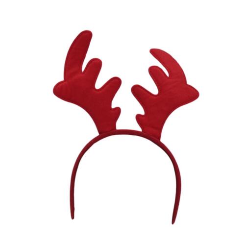 Adult Kids Christmas Xmas Novelty Headband Hat Costume Hair Clip Reindeer Santa [Design: Reindeer Antlers B_Red]