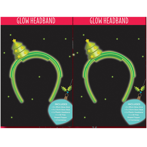 Christmas Glow Light Up Party Accessories Packs  Wands Headbands Sticks & More [Design: Glow Headband (2 Pack)]
