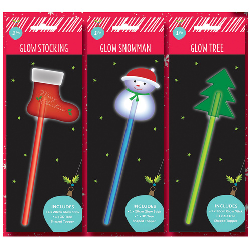 Christmas Glow Light Up Party Accessories Packs  Wands Headbands Sticks & More [Design: Glow Wands (3 Pack)]
