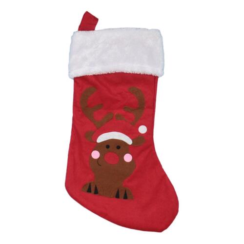 Christmas Stockings Fabric Santa Claus Hanging Sock Kids Xmas Bag Deer [Design: Reindeer]