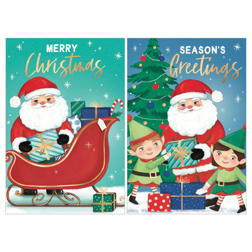 10pcs Kids Christmas Xmas Greeting Cards School Class Santa Reindeer [Design: A]