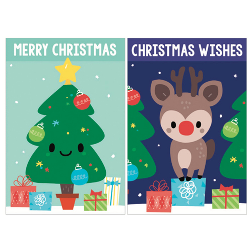 10pcs Kids Christmas Xmas Greeting Cards School Class Santa Reindeer [Design: C]