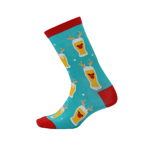 Adult Christmas Socks Men's Ladies Unisex Xmas Novelty Funny Kris Kringle Gift [Design: Reindeer Beers]