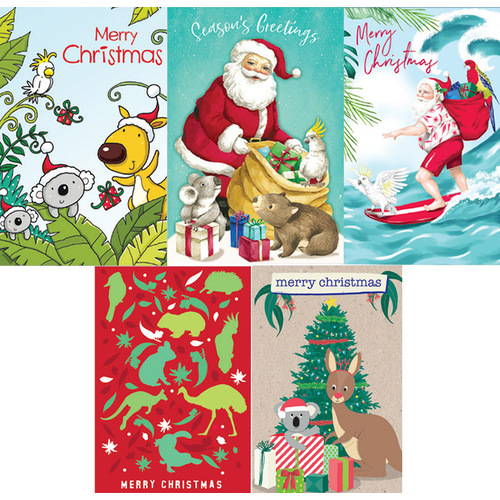 10x Christmas Greeting Cards & Envelopes Australiana Humor Religious Xmas [Design: B]