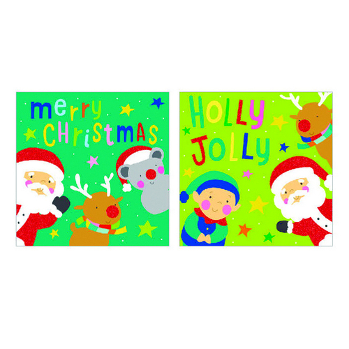 20x Small Kids Christmas Xmas Greeting Cards School Class Santa Reindeer [Design: J]