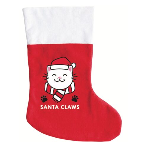 Pet Christmas Stocking Dog Cat Gift Bag Wrap Xmas Decor Santa Paws Claws [Design: Santa Claws]