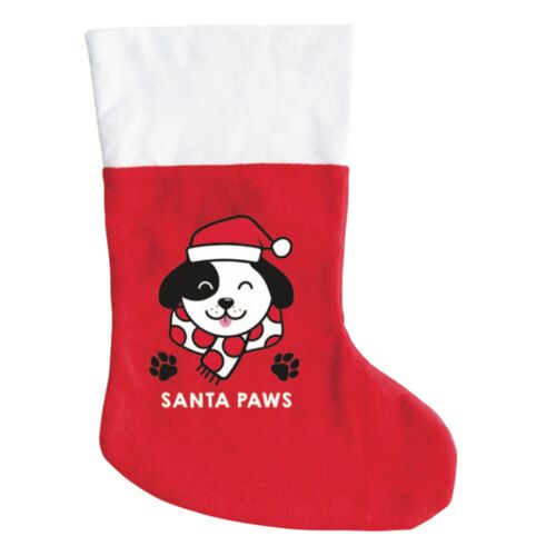 Pet Christmas Stocking Dog Cat Gift Bag Wrap Xmas Decor Santa Paws Claws [Design: Santa Paws]