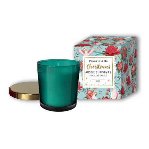 Frankie & Me Christmas Soy Candle 210g 40hr Teacher Gift Kris Kringle Present [Scent: Aussie Christmas]