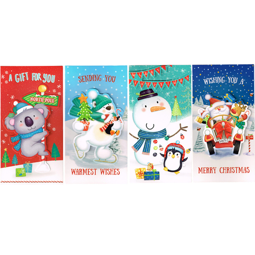 4x Christmas Money Wallet Xmas Gift Card Holder Checks Voucher Xmas [Design: Kids]