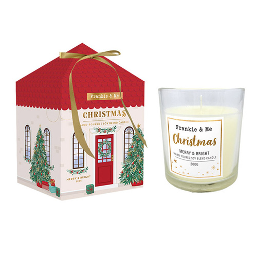 Frankie & Me Christmas Soy Candle 200g 38hr Teacher Gift Kris Kringle Present [Scent: Merry & Bright]