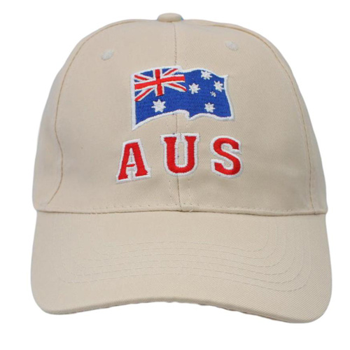 Mens Cap Unisex Hats Baseball Cotton Australia Day Australian Flag Souvenir [Design:  AUS Flag Cream ]