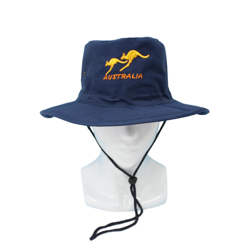 Australia Day Boonie Terry Bush Slouch Cotton Hat Outdoor Camping Kangaroo Souvenir [Size: 60cm] [Design: Kangaroos Navy]