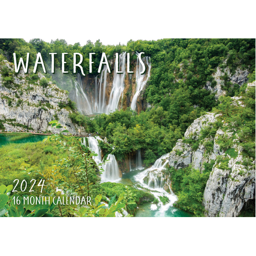 Waterfalls - 2024 Rectangle Wall Calendar 16 Months by Design Group