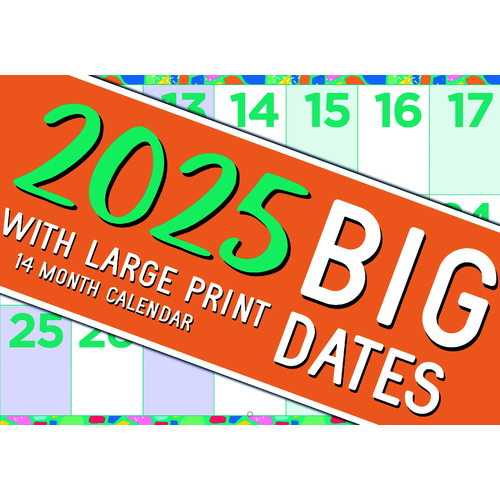 Large Print - 2025 Rectangle Wall Calendar 16 Months by Biscay
