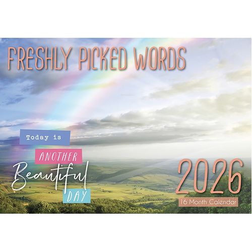 Freshly Picked Words - 2026 Rectangle Wall Calendar 16 Months by Design Group
