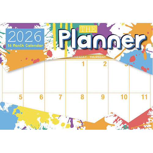 Planner - 2026 Rectangle Wall Calendar 16 Months by Design Group