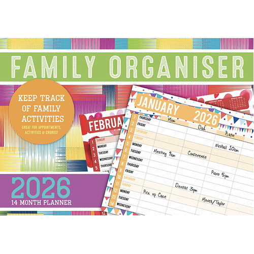 Family Organiser - 2026 Rectangle Wall Calendar 16 Months by Design Group