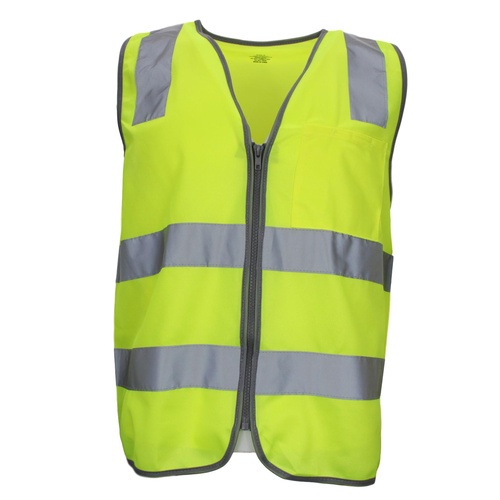 Hi Vis Safety Vest Reflective Tape Zip Up Workwear Pocket Night High Visibility [Size: M] [Colour: Yellow] 
