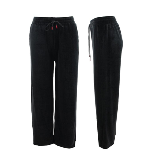 Women's Velvet Look Wide Leg Pants Culottes Palazzo Pants Trousers [Size: S/M] [Colour: Black]