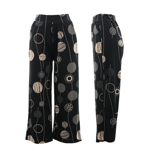 Women's Patterned Wide Leg Pants Culottes Palazzo Pants Trousers [Size: M/L] [Design: A]