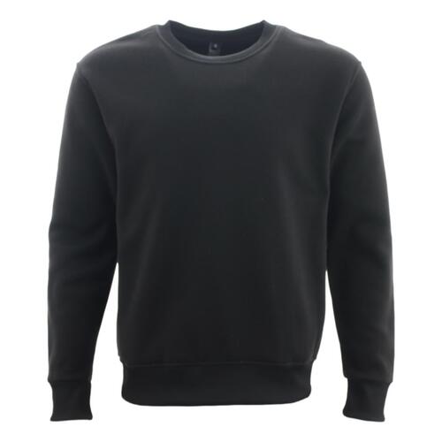 FIL Unisex Men's Women's Fleece Crew Neck Jumper w Pockets Sweater Pullover [Size: XS] [Colour: Black]