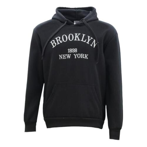 FIL Men's Poly Cotton Fleece Hoodie Hooded Jumper Sweater - Brooklyn [Size: S] [Colour: Black]