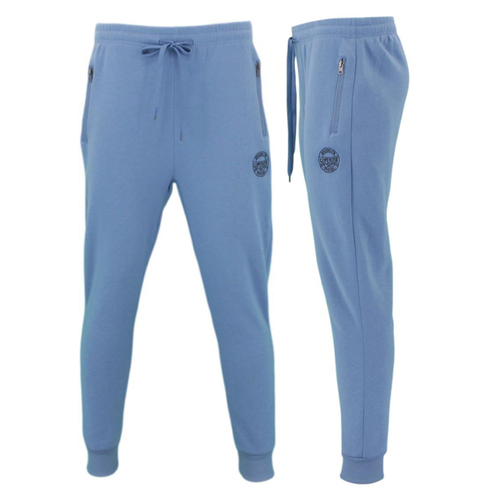 FIL Men's Poly Cotton Fleece Track Pants Tracksuit Zipped Pockets  - Brooklyn B [Size: S] [Colour: Blue]