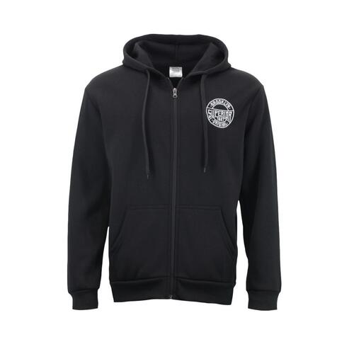 FIL Men's Poly Cotton Fleece Zip Hoodie Hooded Jumper Sweater - Brooklyn [Size: S] [Colour: Black]