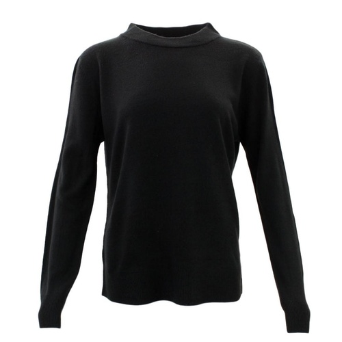 FIL Womens Knitted Jumper Winter Sweater Knitwear Long Sleeve Pullover Crew Neck [Size: 10] [Colour: Black]