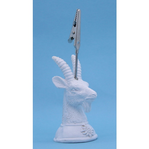 NEW 6x Party Dinner Place Card Name Card Holder Clips White Animal Head 10.5cm [Design: Goat]