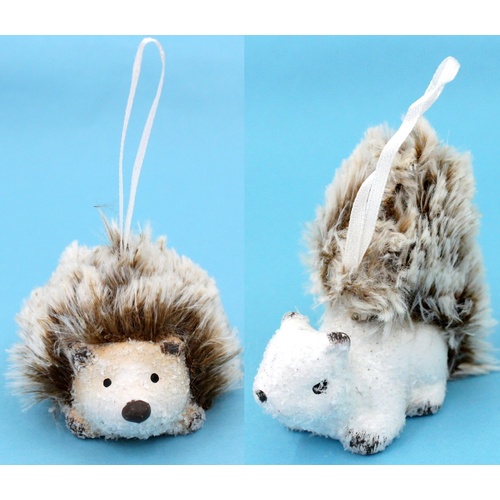 2x Christmas Xmas Squirrel Hedgehog Animal Ornaments Hanging Tree Decor