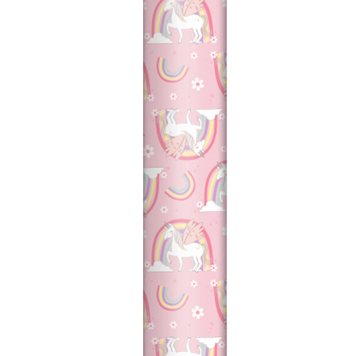 Gift Wrapping Paper Rolls 3m Kids Birthday Unicorn Dinosaur Car Ice Cream Party [Design: Unicorn & Rainbow]