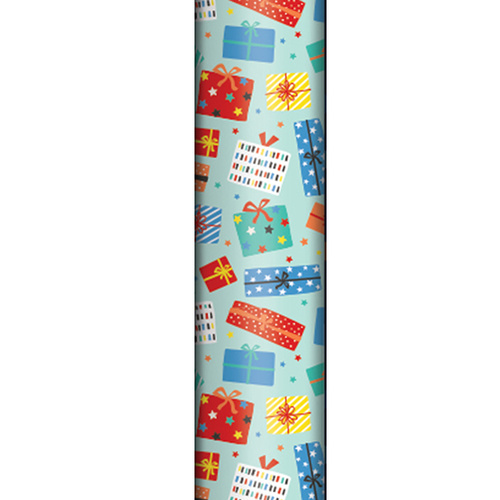 Birthday Wrapping Paper Roll 3m Gift Wrap Balloons Stars Presents Happy Birthday [Design: Presents]