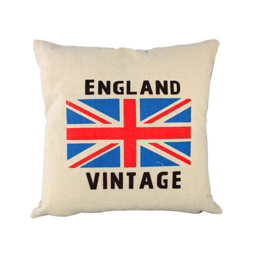 Vintage Cotton Linen Cushion Cover -England /French Paris Eiffel Tower/Keep Calm [Design: ENGLAND] [Cushion Option: Cover only] 