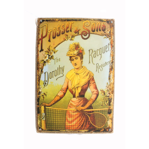 Vintage Metal Tin Poster Sign on Frame Classic Ads Ladies Tennis Dorothy Racquet [Design: Dorothy Racquet] 