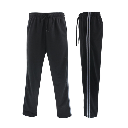 FIL Mens Lightweight Casual Striped Track Pants Tracksuit w Zip Pocket [Size: S] [Colour: Black/Grey Stripes]