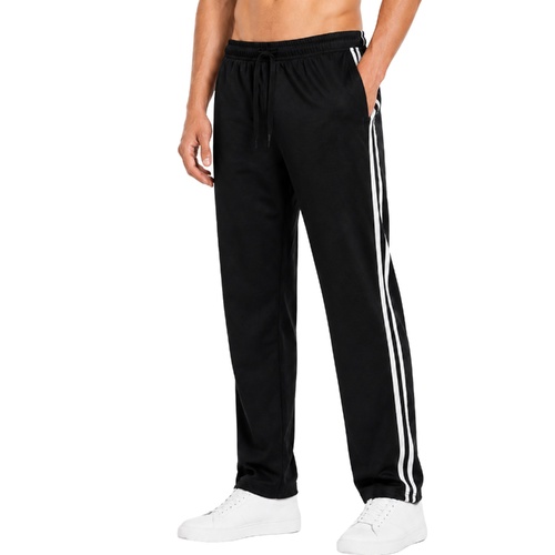 FIL Men's Lightweight Casual Striped Track Pants Tracksuit w Zip Pocket [Size: S] [Colour: Black/White Stripes]