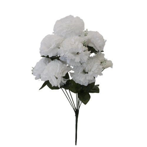 Artificial Fake Flowers Leaves Bunch Bouquet Greenery Foliage Leaf Roses Wedding [Design: Carnation (White)]