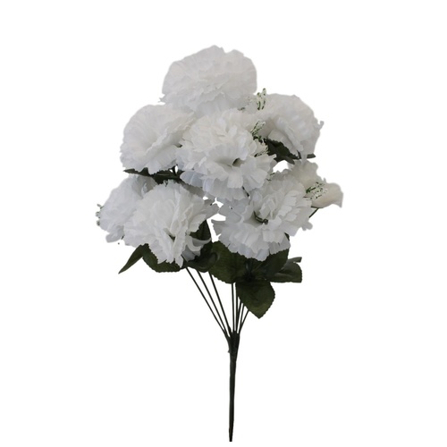 Bunch Artificial Fake Flowers Bouquet Greenery Foliage Leaf Roses Wedding Decor[Design:Carnation (White)]