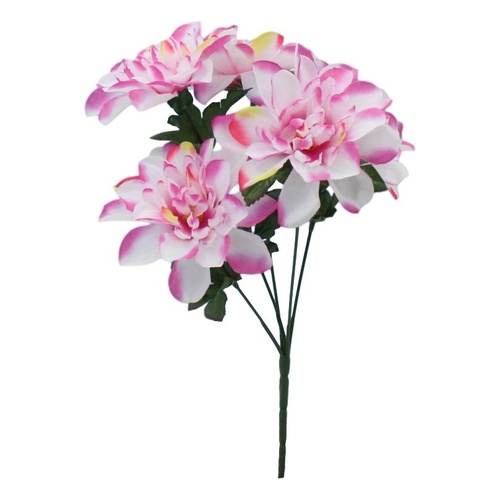 Bunch Artificial Fake Flowers Bouquet Greenery Foliage Leaf Roses Wedding Decor [Design: Dhalia (White & Pink)]