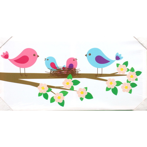 Kids Girls Room Décor Stretched Canvas Print on Frame 60x30cm - Owl / Bird [Design: Bird]