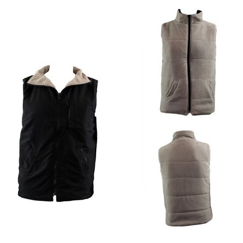 NEW Adult Unisex Men's Polar Fleece Reversible Vest w Chest and Side Pockets [Size: 2XL] [Colour: Black]