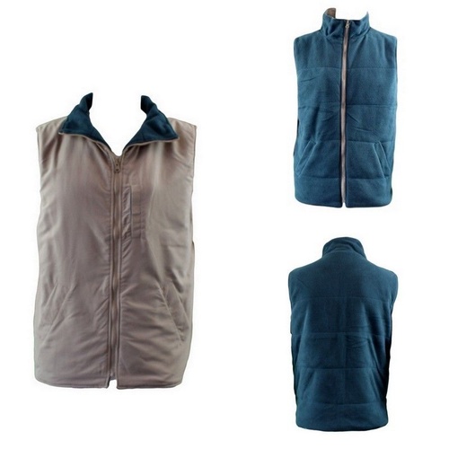 NEW Adult Unisex Men's Polar Fleece Reversible Vest w Chest and Side Pockets [Size: XL] [Colour: Cream]